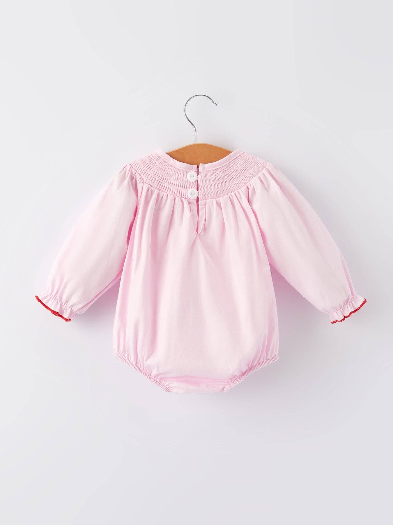 Pink Smocking Embroidery Long Sleeve Girls Romper: 12M