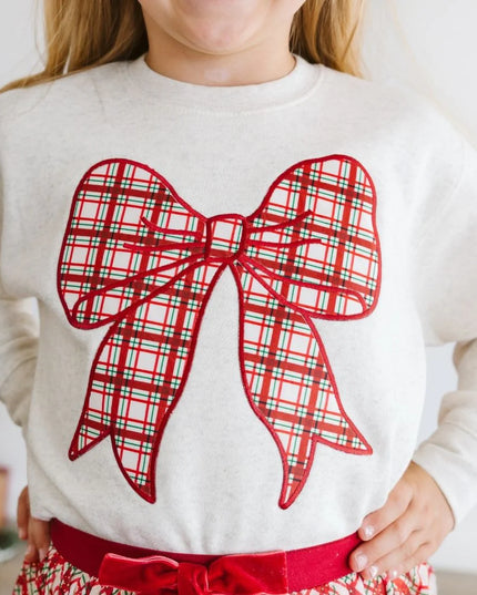 Christmas Plaid Bow Patch Sweatshirt