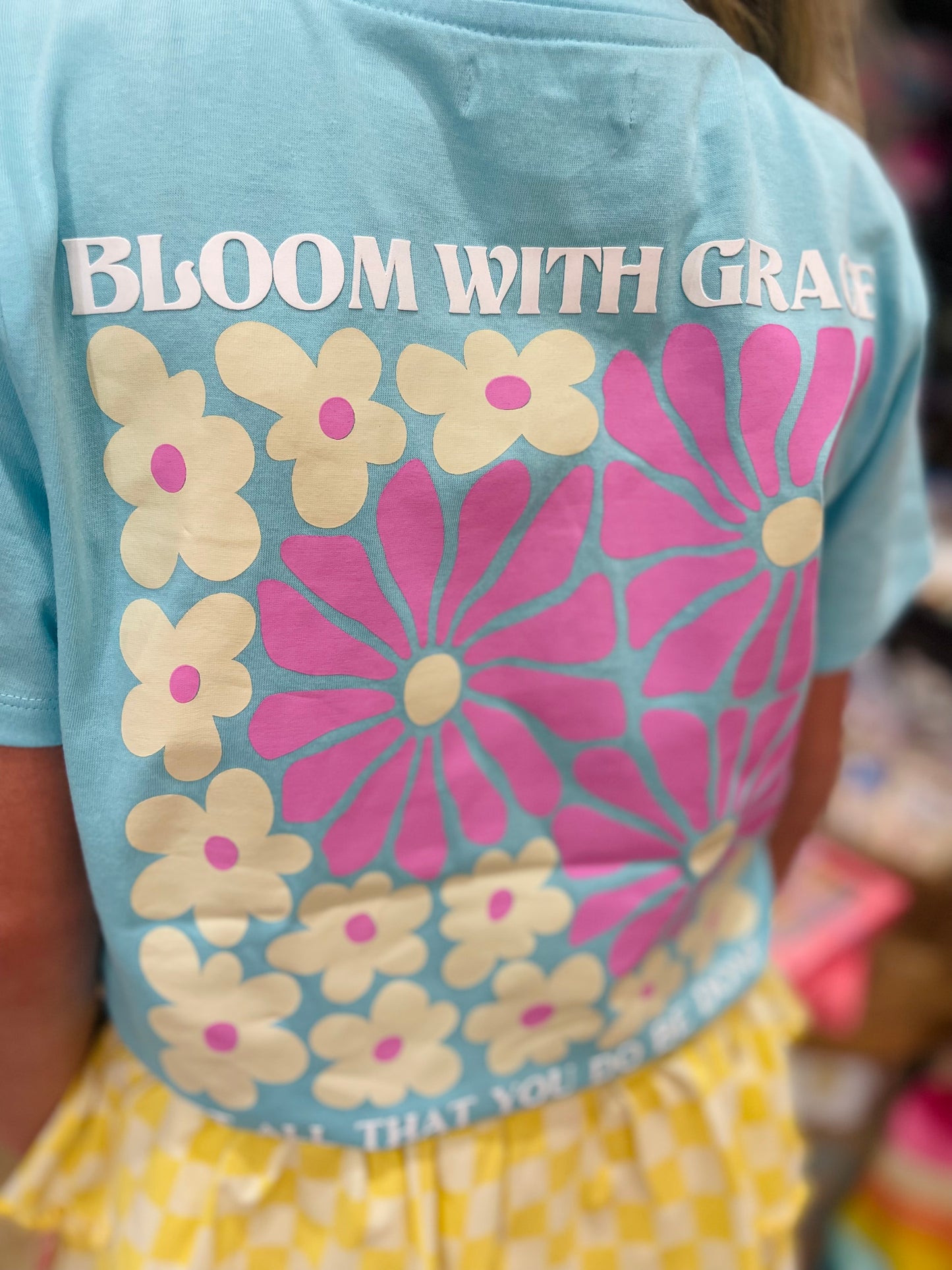 Bloom With Grace Embroidery Graphic Tee | Blue