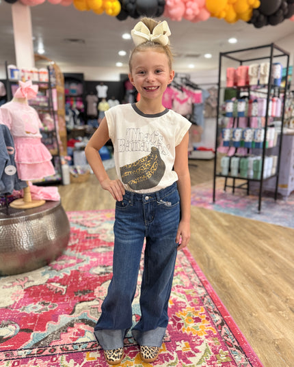 High Rise Wide Leg Cuffed Jeans