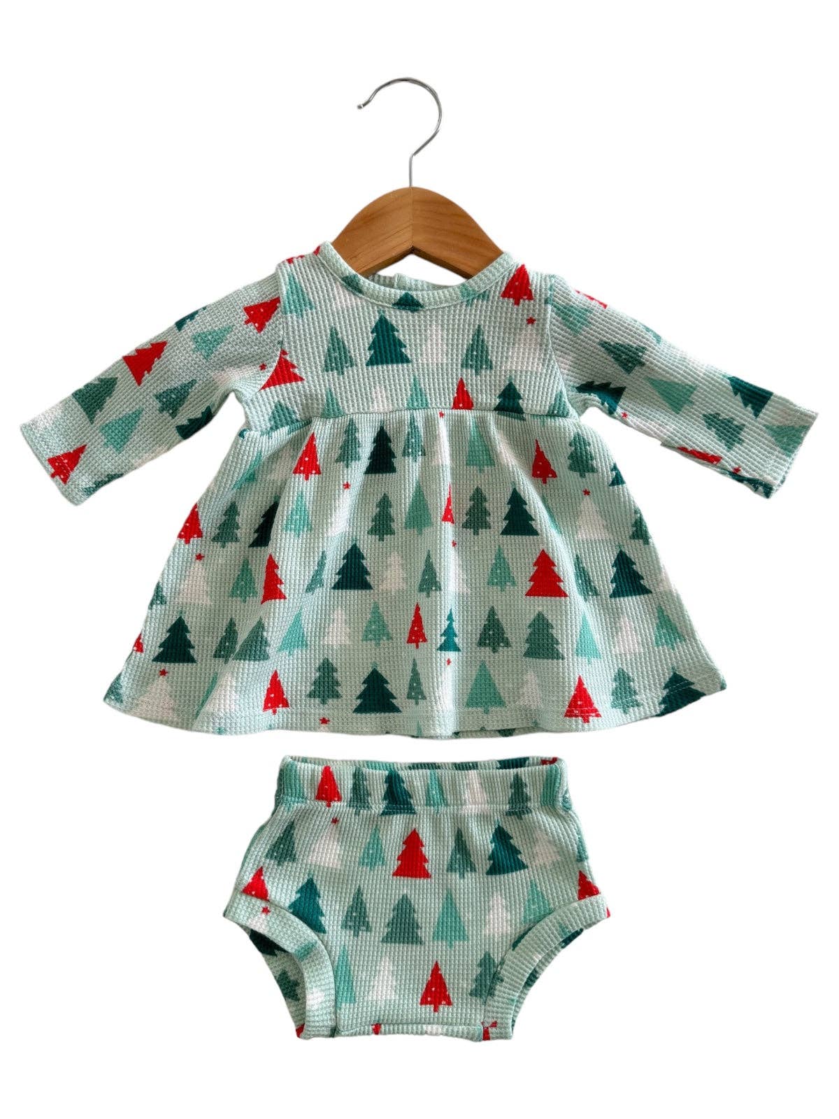Organic Waffle Simple Dress & Bloomer Festive Firs