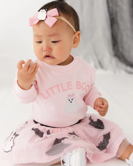 Little Boo Patch Halloween Long Sleeve Romper