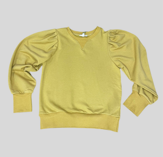 Pleat Puff Sleeve Sweatshirt | Mustard