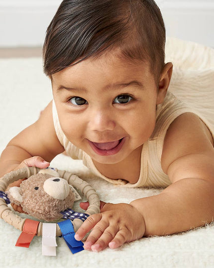 Itzy Ring Pal™ - Teething Ring with Plush Character: Taupe Bear
