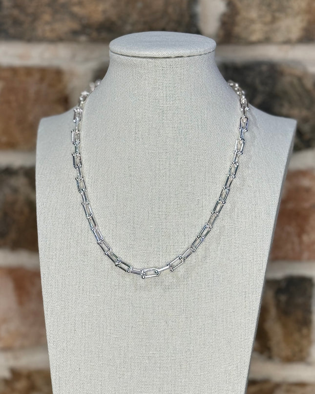 Silver Link Necklace + Studs