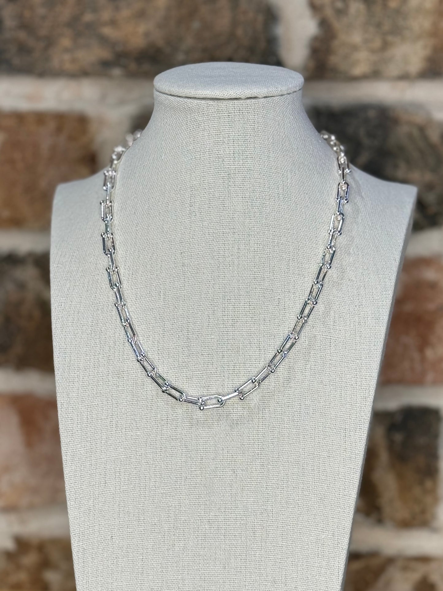 Silver Link Necklace + Studs