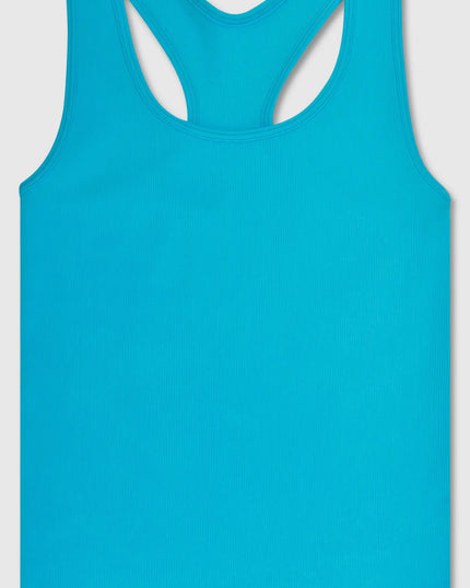 Turquoise Cropped Ribbed Racerback Tank Top
