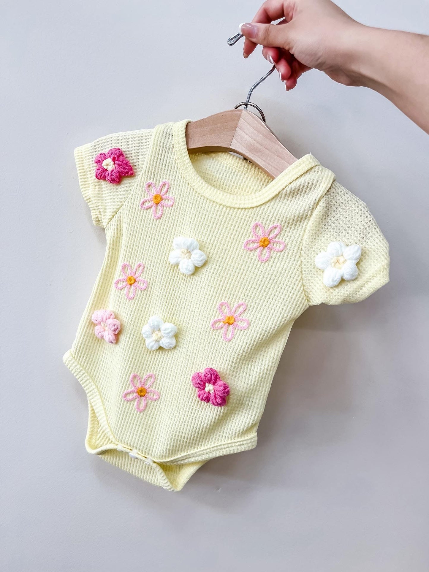 Flower Power Waffle Romper | Yellow