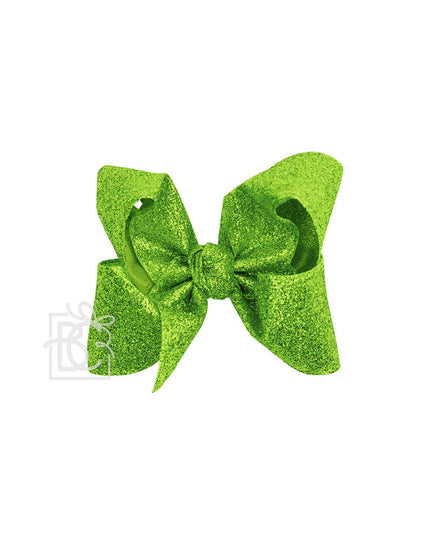 GLITTER METALLIC BOW ON CLIP: 6.5" Jumbo - 2.5" Ribbon on Lg. Alligator Clip / ROYAL BLUE