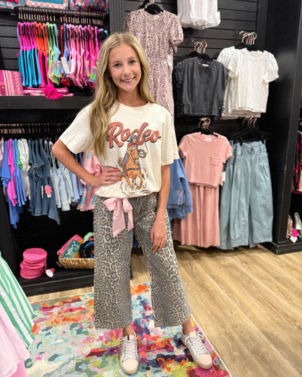 Leopard Relaxed Fit Cropped Denim