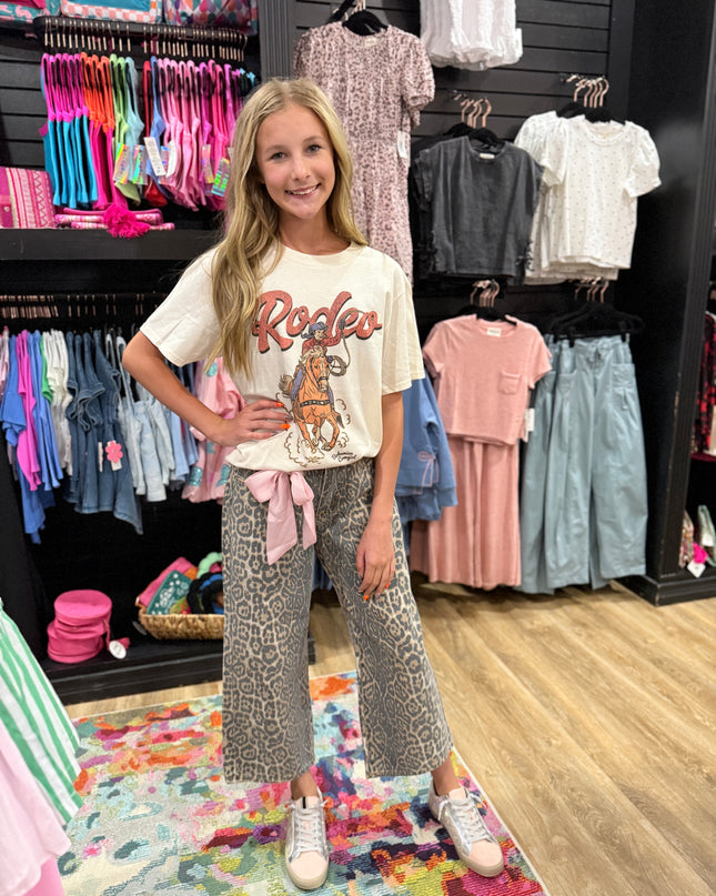 Leopard Relaxed Fit Cropped Denim