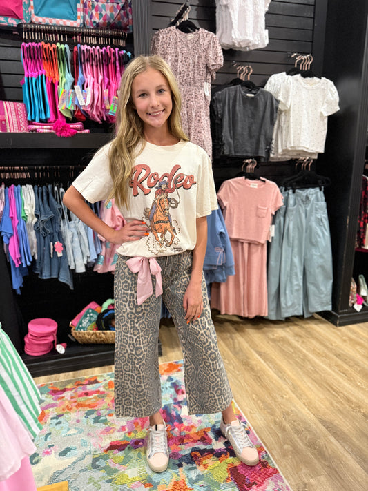 Leopard Relaxed Fit Cropped Denim