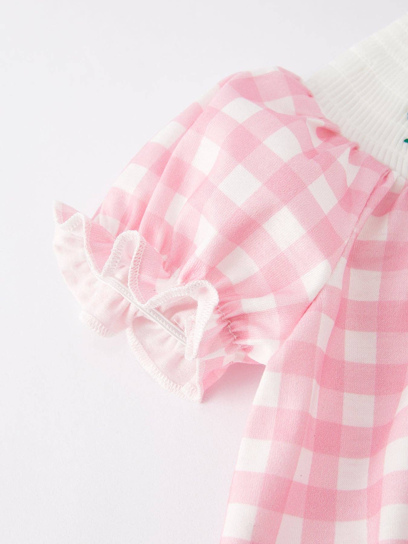 St. Patrick's Day Smocked Embroidered Pink Plaid Romper