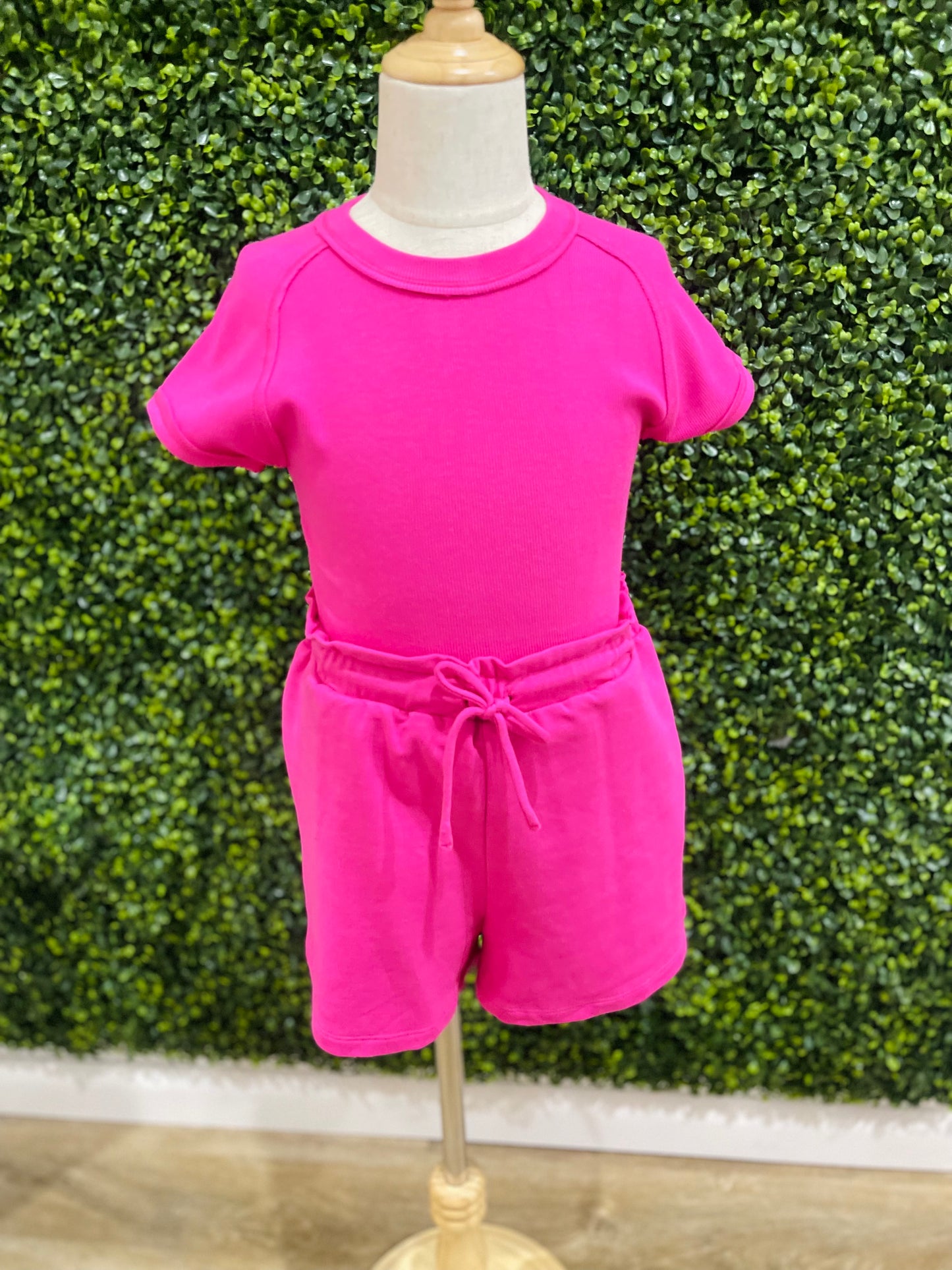French Terry Paperbag Shorts | Dragon Fruit