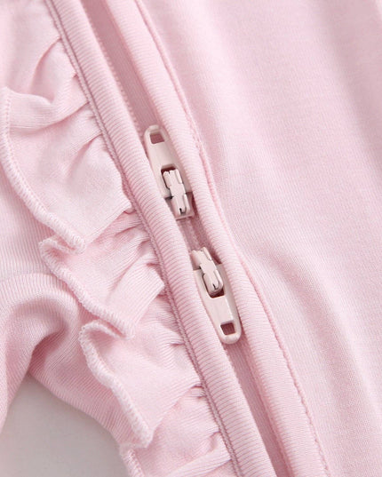 Dawn Ruffled Zippered Baby Romper | Pink