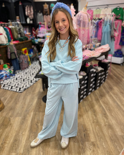 Cotton Fleece Boxy Hi-Lo Contract Pullover | Calypso Blue