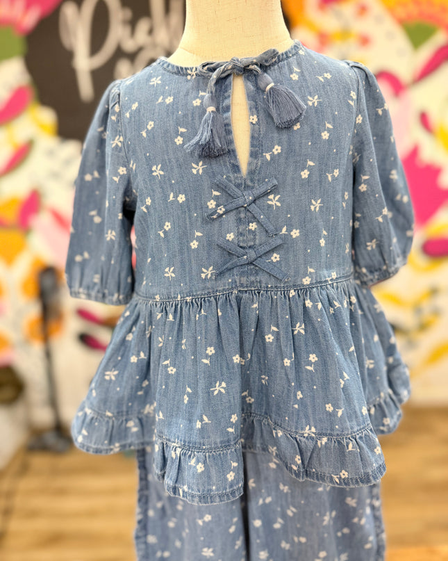 Mila Ruffle Pants/ Ruffle Top Set | Denim
