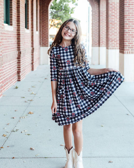 Texas Tech Red Raider Plaid Twirl Dress | Black