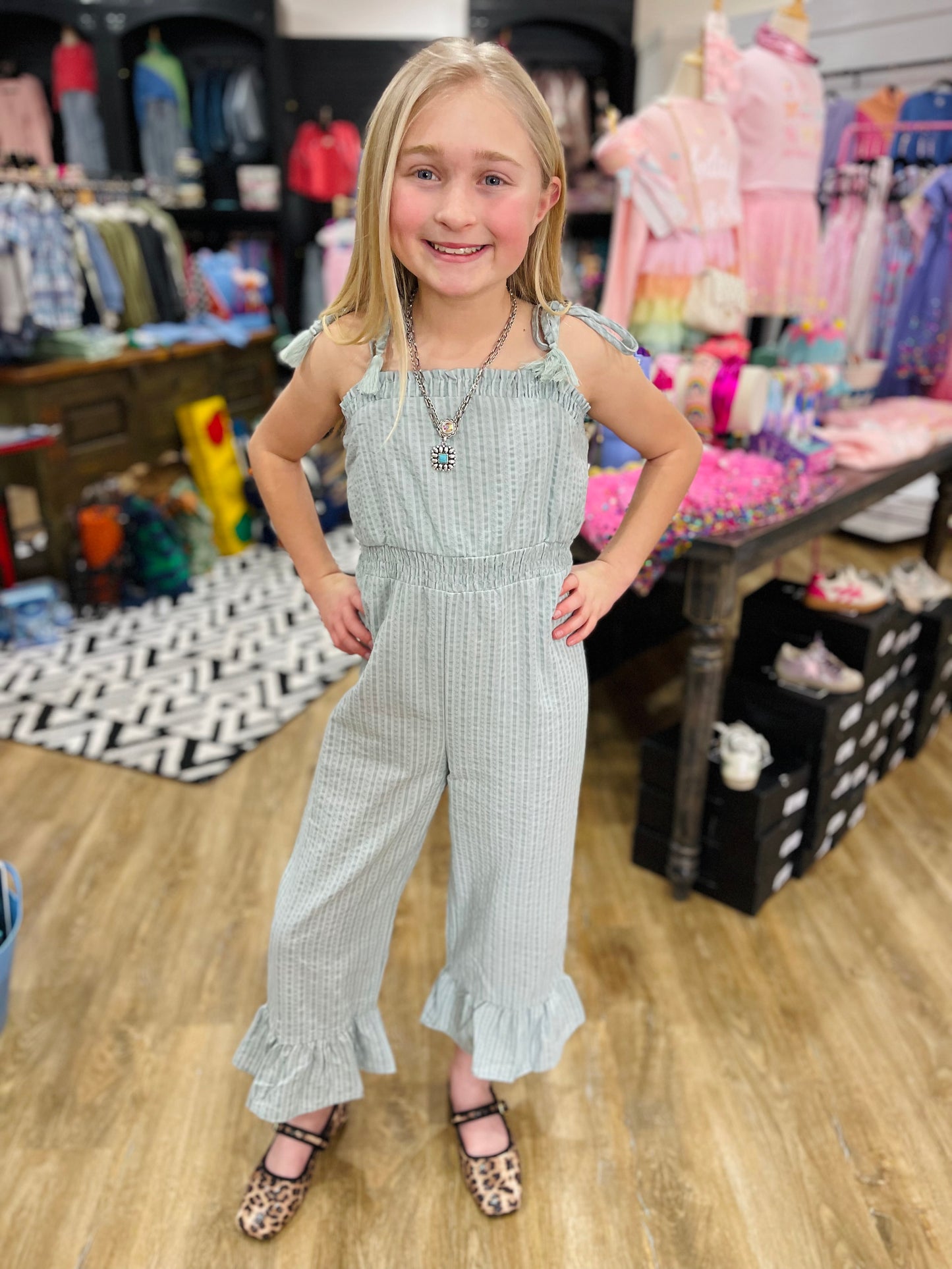 Dobby Smock Waist Jumper | Light Blue