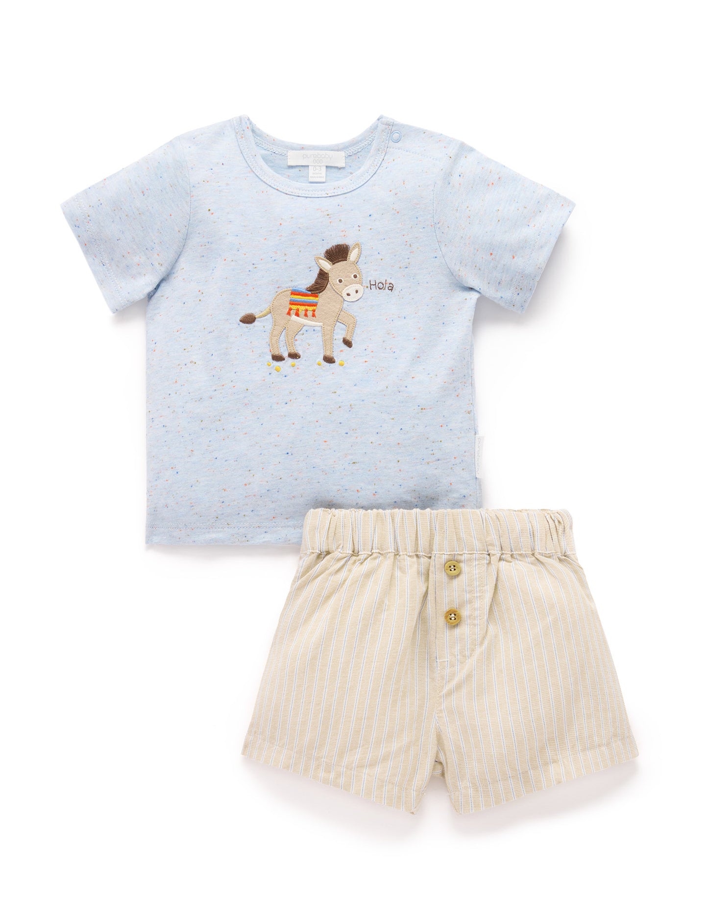 Donkey Linen Blend Short and Tee Set | Blue