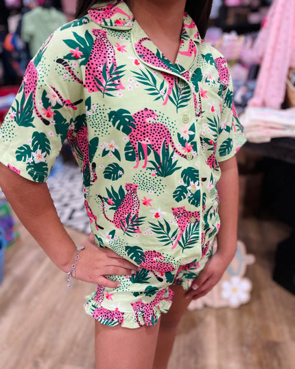 Jungle Leopard Pajama Set | Green