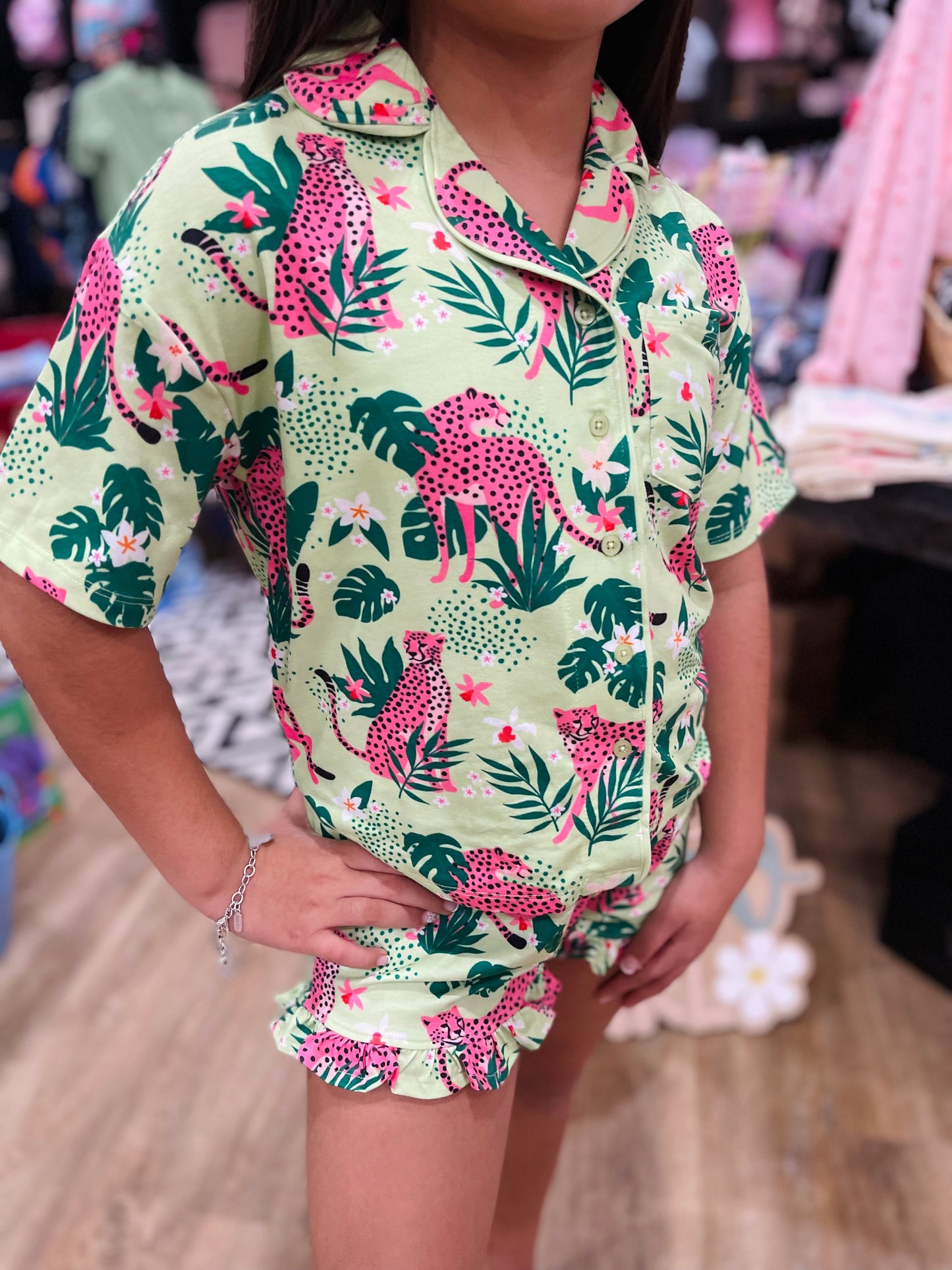 Jungle Leopard Pajama Set | Green