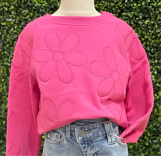 All Over Embroidery Flowers Sweatshirt