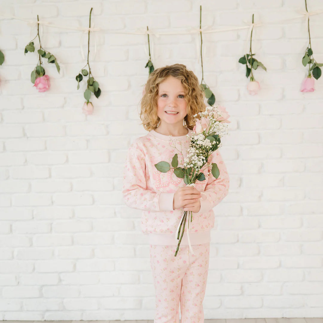 Pink Rose Love Patch Sweatshirt