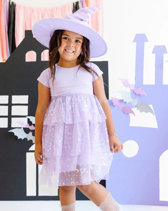 Lilac Star and Moon Halloween Tutu Dress