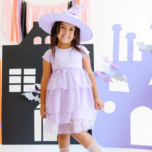 Lilac Star and Moon Halloween Tutu Dress