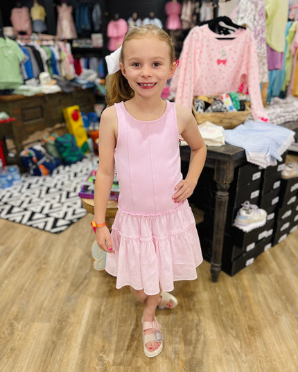 Mixed Media Drop Waist Dress | Pink Guava