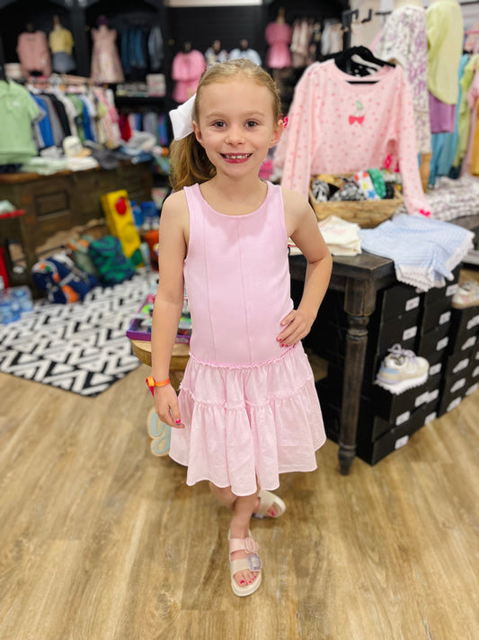 Mixed Media Drop Waist Dress | Pink Guava