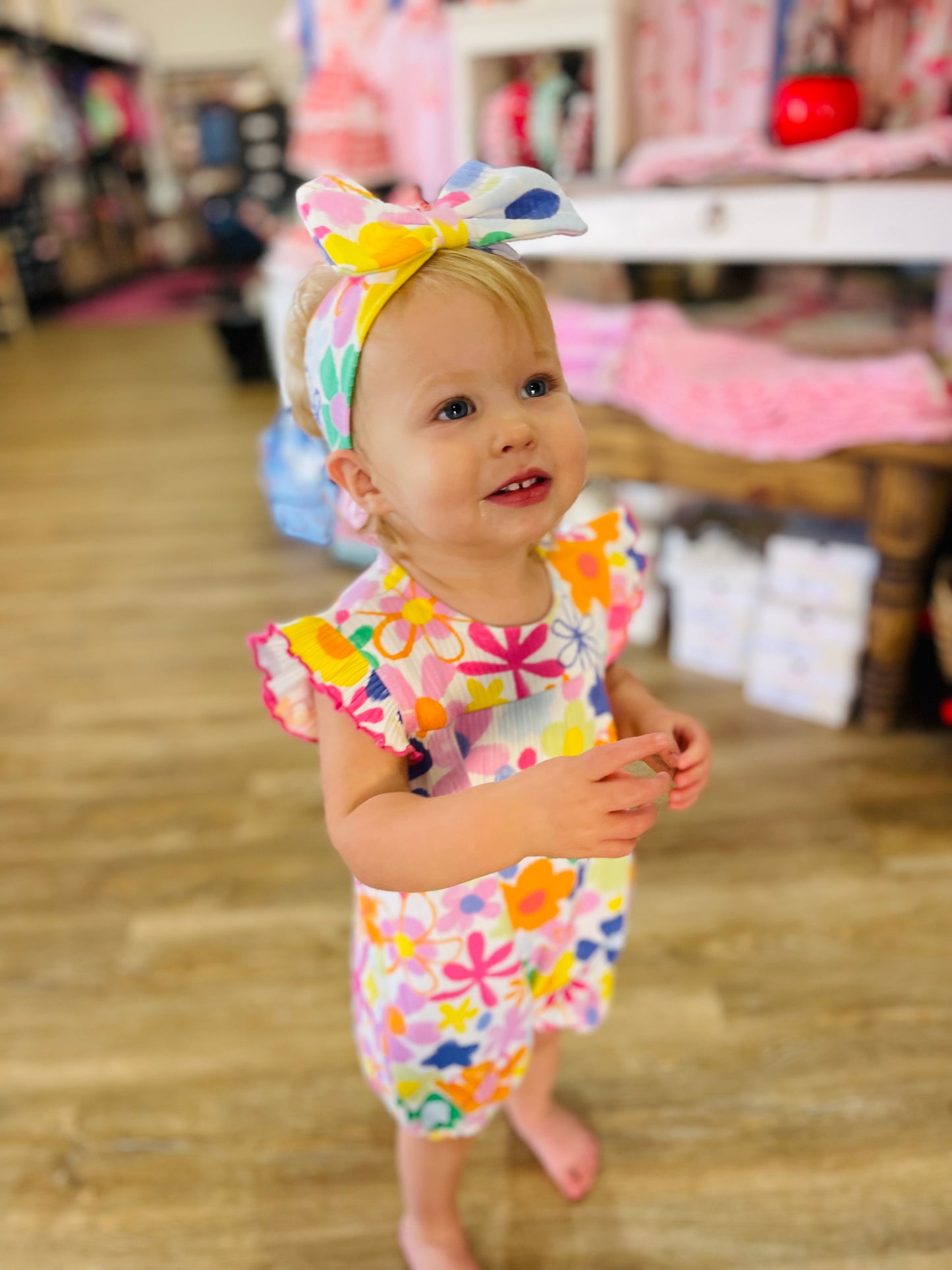 Floral Printed Romper + Headband | Multi Color