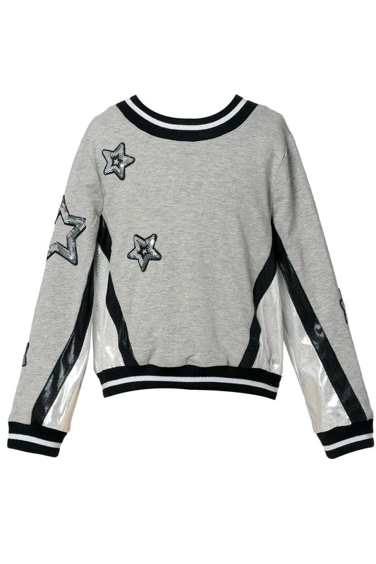 Top W/ Faux Leather Insert and Star Patch Details