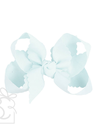 SCALLOPED EDGE BOW: Antique White / 5.5" Extra Large - 2.25" Ribbon on Alligator Clip
