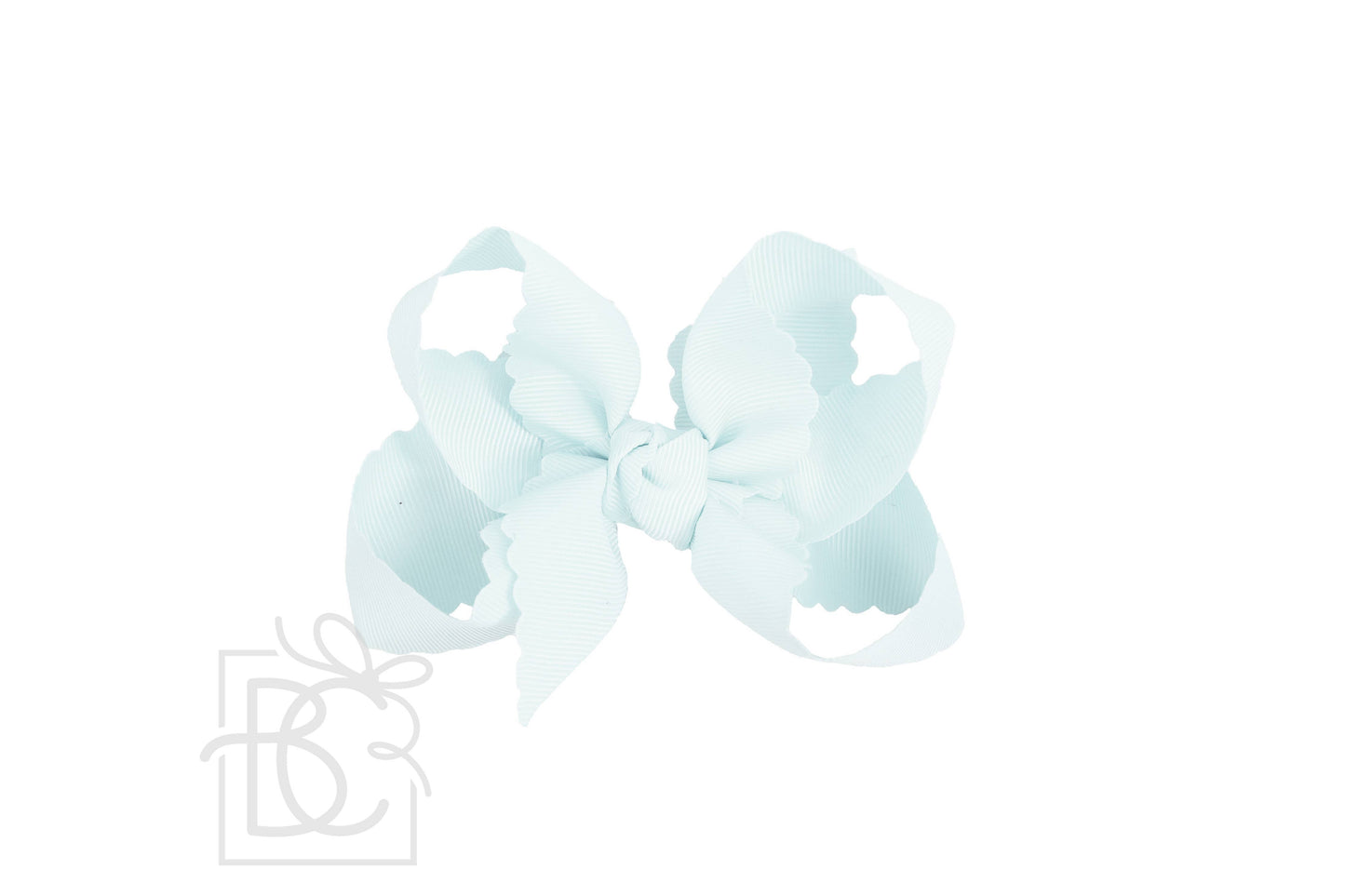 SCALLOPED EDGE BOW: Antique White / 5.5" Extra Large - 2.25" Ribbon on Alligator Clip