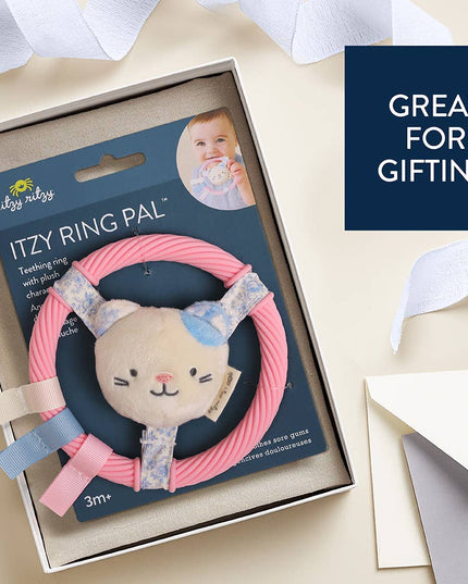 Itzy Ring Pal™ - Teething Ring with Plush Character: Taupe Bear