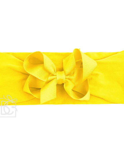 WIDE PANTYHOSE HEADBAND W/CLASSIC GROSGRAIN BOW: BLACK / 3+ Months / 4.5" Large
