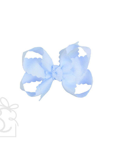 SCALLOPED EDGE BOW: Antique White / 3.5" Medium - 1.5" Ribbon on Alligator Clip