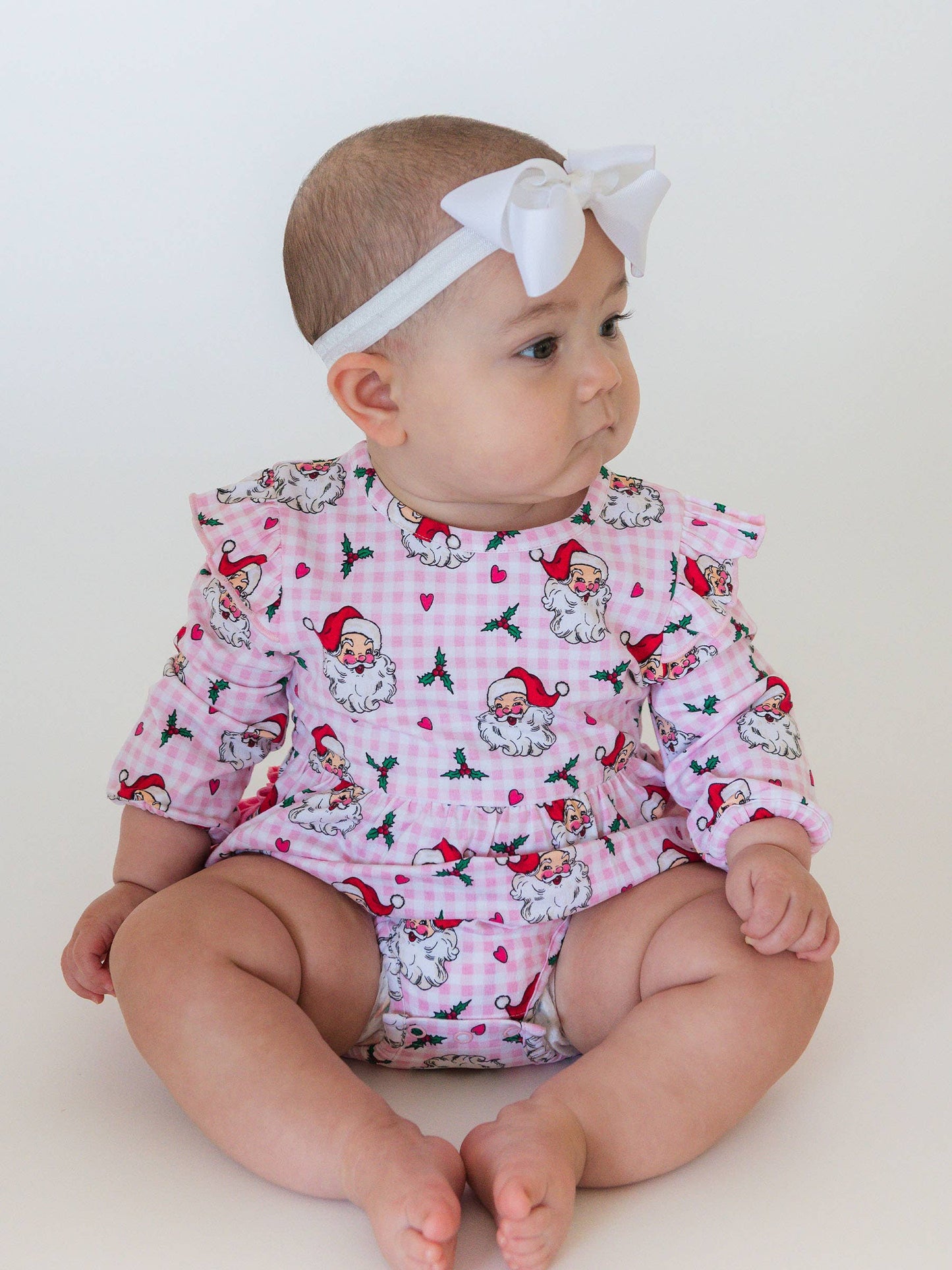 Pink Dear Santa Long Sleeve Flutter Bubble Romper