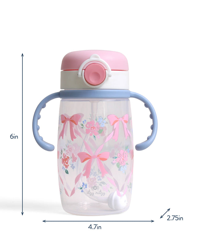 Itzy Sips™ - Straw Cup With Snap-Close Lid: Ribbons & Roses