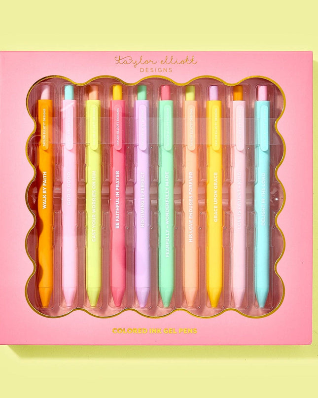 Gel Pen Set - Motivational - Faith - Asst Colors - 10 Pc Set