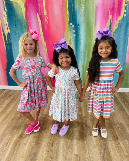 Spring Stripes Twirl Dress