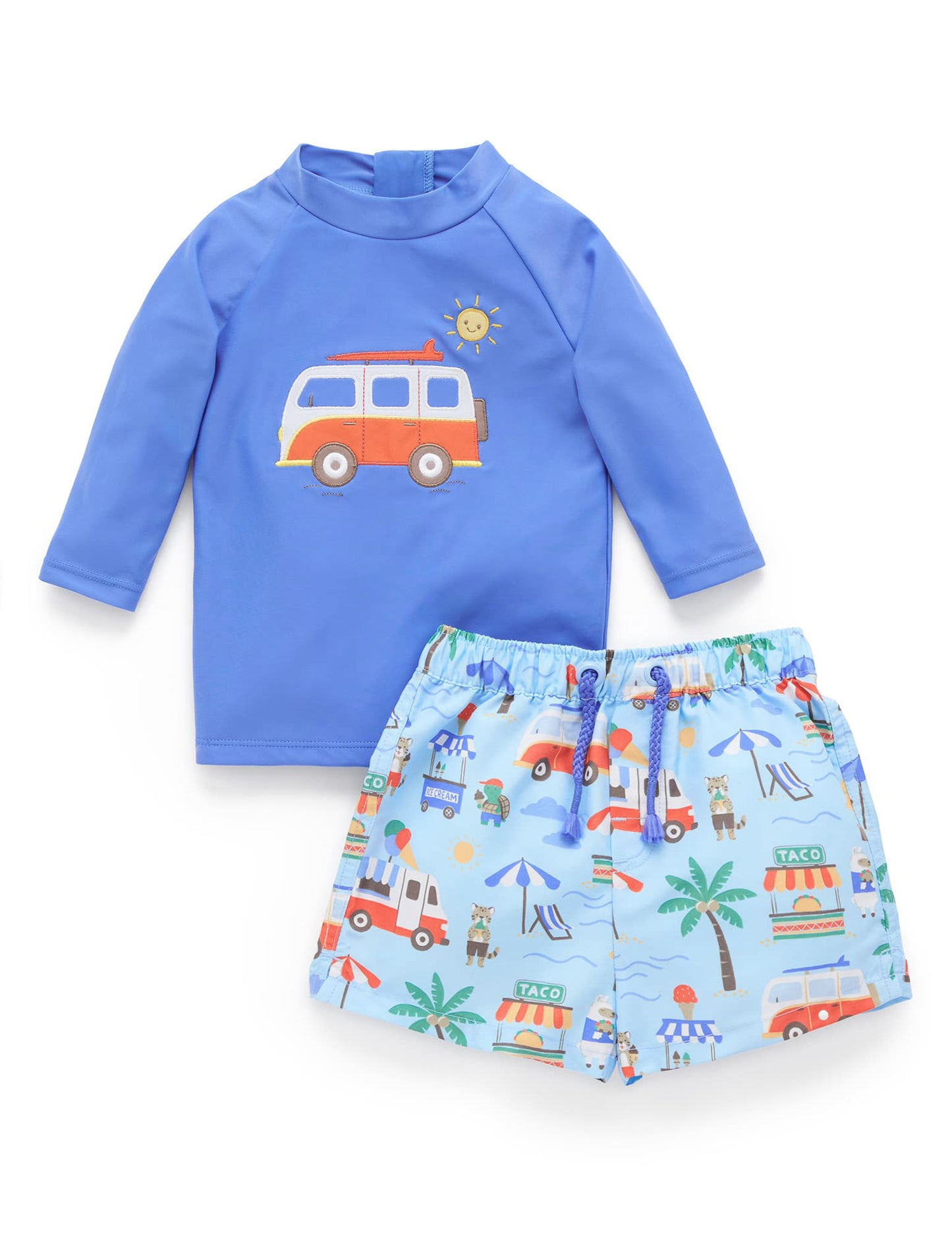 Board Short + Rashie Set | Blue Beach