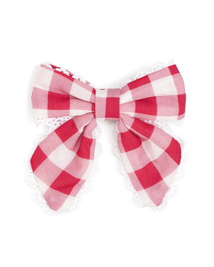 Red Gingham Bow Clip