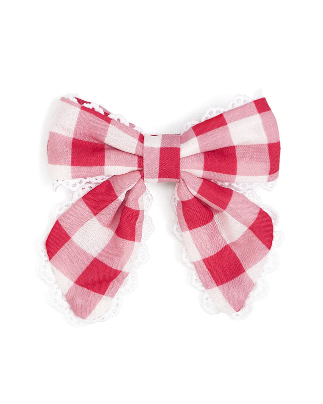 Red Gingham Bow Clip