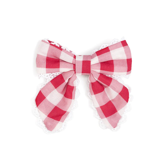 Red Gingham Bow Clip