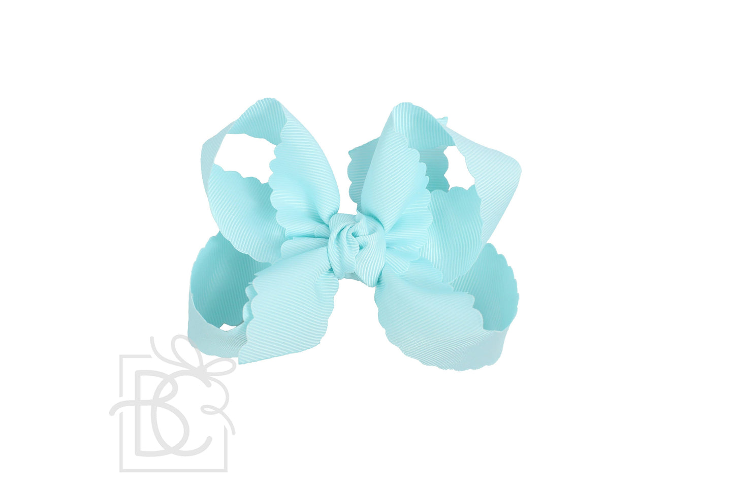 SCALLOPED EDGE BOW: Antique White / 5.5" Extra Large - 2.25" Ribbon on Alligator Clip