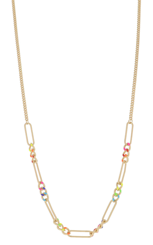 Classic Curb Chain with Gold Paperclip Links Necklace