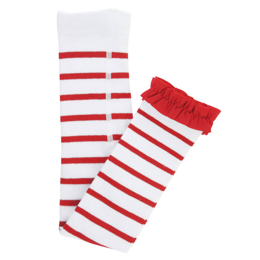 Red & White Stripe Patterned Footless Tights